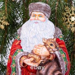 Wooden hand carved Santa Claus Figurine 14, Christmas home Decoration