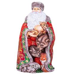 Wooden hand carved Santa Claus Figurine 14, Christmas home Decoration
