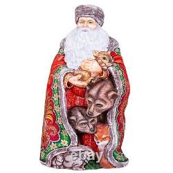 Wooden hand carved Santa Claus Figurine 14, Christmas home Decoration