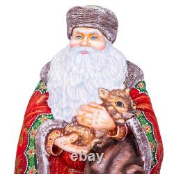 Wooden hand carved Santa Claus Figurine 14, Christmas home Decoration
