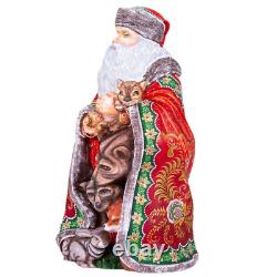 Wooden hand carved Santa Claus Figurine 14, Christmas home Decoration