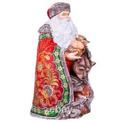 Wooden hand carved Santa Claus Figurine 14, Christmas home Decoration