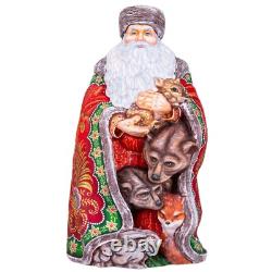 Wooden hand carved Santa Claus Figurine 14, Christmas home Decoration
