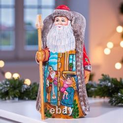 Wooden hand carved Santa Claus Figurine 9, home Christmas decor Saint Nicholas