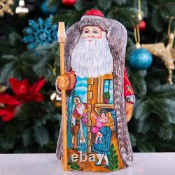 Wooden hand carved Santa Claus Figurine 9, home Christmas decor Saint Nicholas