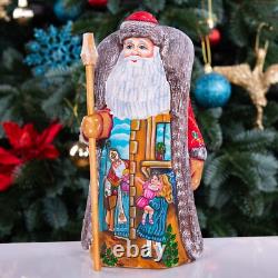 Wooden hand carved Santa Claus Figurine 9, home Christmas decor Saint Nicholas