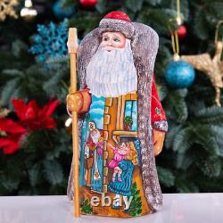 Wooden hand carved Santa Claus Figurine 9, home Christmas decor Saint Nicholas