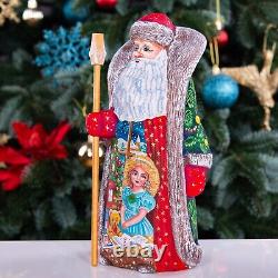 Wooden hand carved Santa Claus Figurine 9, home Christmas holiday decor indoor