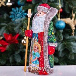 Wooden hand carved Santa Claus Figurine 9, home Christmas holiday decor indoor