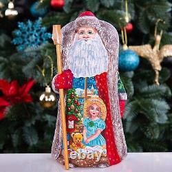 Wooden hand carved Santa Claus Figurine 9, home Christmas holiday decor indoor