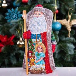 Wooden hand carved Santa Claus Figurine 9, home Christmas holiday decor indoor