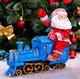 Wooden Hand Carved Santa Claus Figurine Riding A Train, Christmas Home Decor