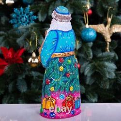 Wooden hand carved Santa Claus Figurine with dog 9, Christmas home decor