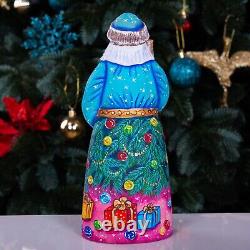 Wooden hand carved Santa Claus Figurine with dog 9, Christmas home decor