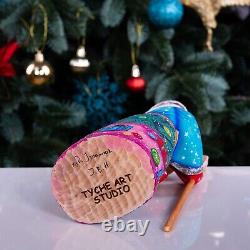 Wooden hand carved Santa Claus Figurine with dog 9, Christmas home decor