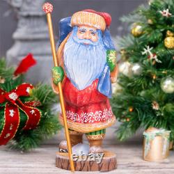 Wooden hand carved Santa Claus figurine 10, Home Christmas Holiday Decor Gift