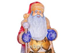Wooden hand carved Santa Claus figurine 12, Home Christmas Holiday Decor indoor
