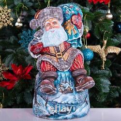 Wooden hand carved Santa Claus figurine 14, Home Christmas Holiday Decor indoor