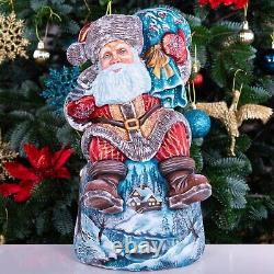 Wooden hand carved Santa Claus figurine 14, Home Christmas Holiday Decor indoor