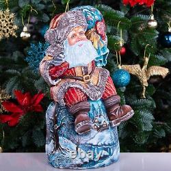 Wooden hand carved Santa Claus figurine 14, Home Christmas Holiday Decor indoor