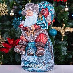 Wooden hand carved Santa Claus figurine 14, Home Christmas Holiday Decor indoor