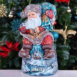 Wooden hand carved Santa Claus figurine 14, Home Christmas Holiday Decor indoor