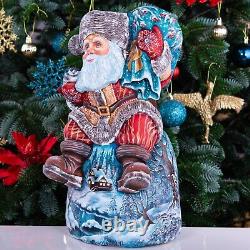 Wooden hand carved Santa Claus figurine 14, Home Christmas Holiday Decor indoor