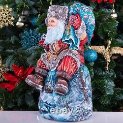 Wooden hand carved Santa Claus figurine 14, Home Christmas Holiday Decor indoor