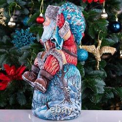 Wooden hand carved Santa Claus figurine 14, Home Christmas Holiday Decor indoor