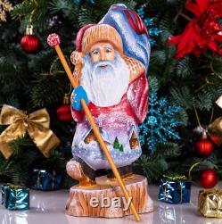 Wooden hand carved Santa Claus figurine, Christmas Gift for Holiday Home Decor