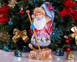 Wooden hand carved Santa Claus figurine, Christmas Gift for Holiday Home Decor