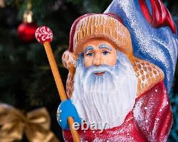 Wooden hand carved Santa Claus figurine, Christmas Gift for Holiday Home Decor