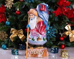 Wooden hand carved Santa Claus figurine, Christmas Gift for Holiday Home Decor