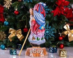 Wooden hand carved Santa Claus figurine, Christmas Gift for Holiday Home Decor