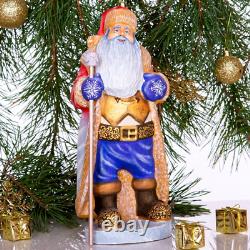 Wooden hand carved Santa Claus figurine, Home Christmas Holiday Decor