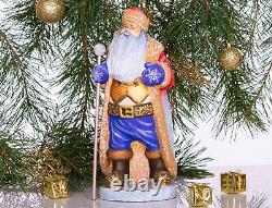 Wooden hand carved Santa Claus figurine, Home Christmas Holiday Decor