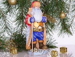 Wooden hand carved Santa Claus figurine, Home Christmas Holiday Decor