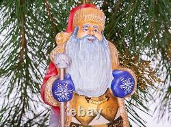 Wooden hand carved Santa Claus figurine, Home Christmas Holiday Decor