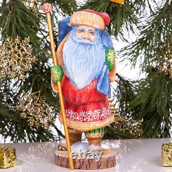 Wooden hand carved Santa Claus figurine, Home Christmas Holiday Decor Gift idea