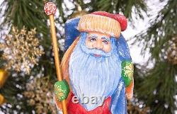 Wooden hand carved Santa Claus figurine, Home Christmas Holiday Decor Gift idea