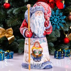 Wooden hand carved Santa Claus figurine, handmade Christmas Gift idea