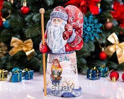 Wooden hand carved Santa Claus figurine, handmade Christmas Gift idea