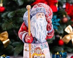 Wooden hand carved Santa Claus figurine, handmade Christmas Gift idea