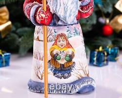 Wooden hand carved Santa Claus figurine, handmade Christmas Gift idea