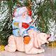 Wooden Hand Carved Santa Claus Figurine Riding A Bear, Christmas Home Decor