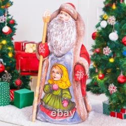 Wooden hand carved russian Santa Claus Figurine 9, Christmas home decor indoor