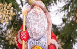 Wooden hand carved russian Santa Claus Figurine 9, Christmas home decor indoor