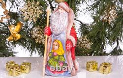Wooden hand carved russian Santa Claus Figurine 9, Christmas home decor indoor