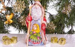 Wooden hand carved russian Santa Claus Figurine 9, Christmas home decor indoor