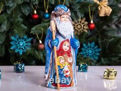 Wooden hand carved russian Santa Claus Figurine 9 Christmas home decor indoor
